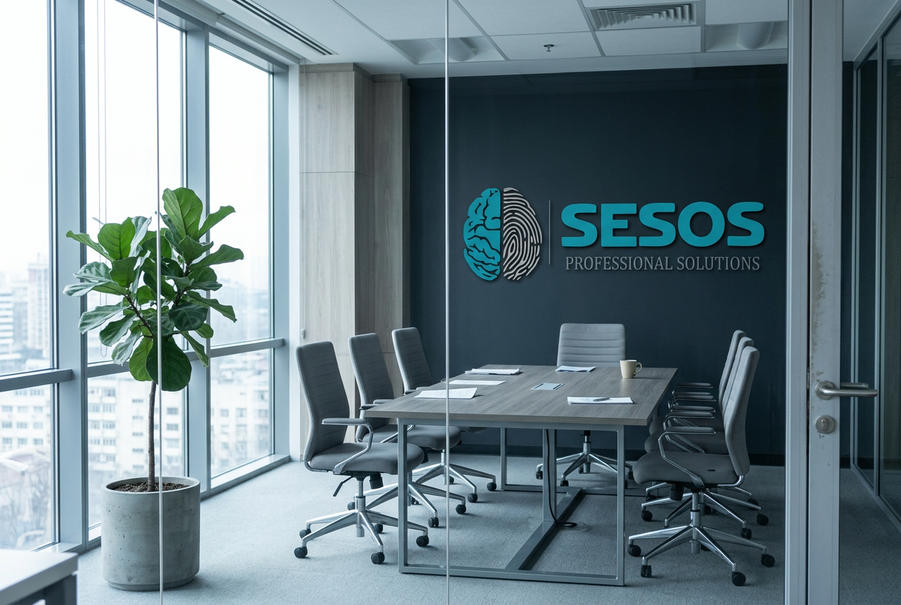 Imagen ilustrativa de una oficina de consultoría con el logo de SESOS